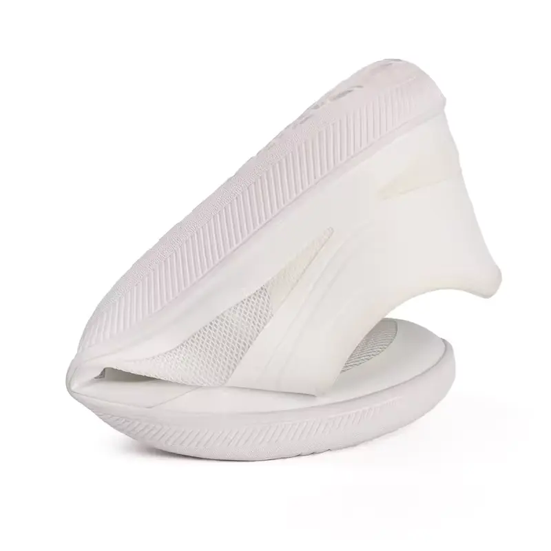 scrunched white flexible shoe